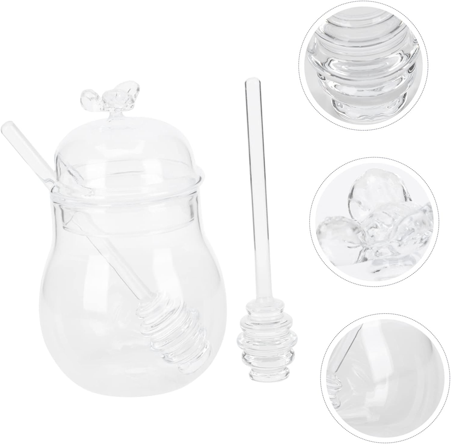 Cabilock 1set Glass Honey Storage Bottles Stirring Rods Food Storage Jar for Honey Includes Mixing Sticks for Kitchen and Home Use