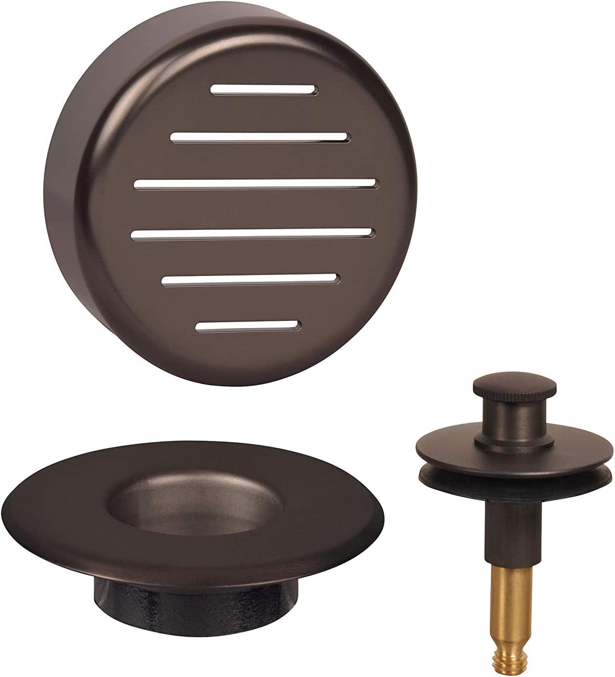 AB&A 60108 Tub Drain Trim Kit with Push eN Lift Stopper, Classic High-Capacity Overflow Plate, and Press-in Strainer Cover, Oil Rubbed Bronze