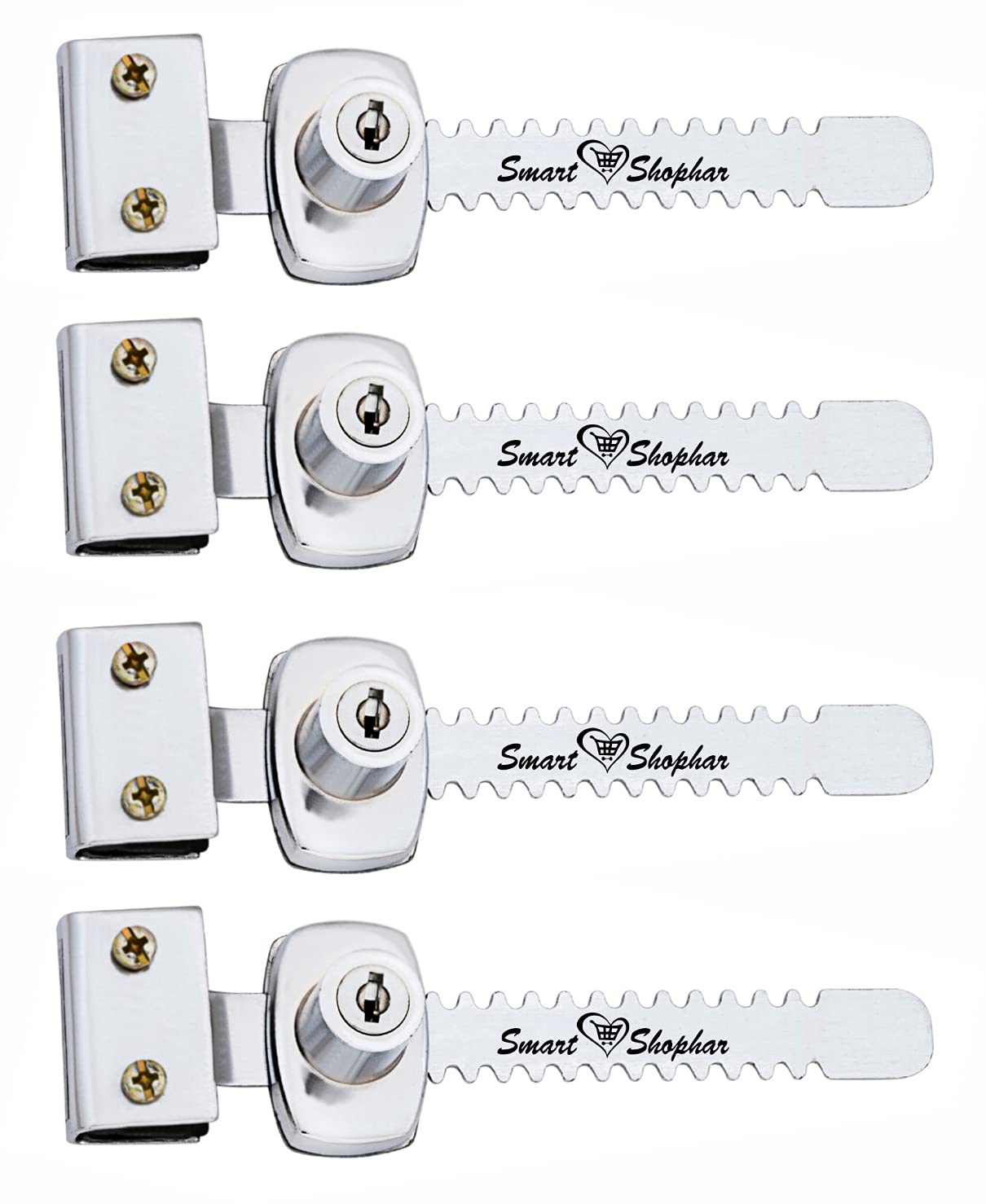 Smart Shophar Steel and Zinc Alloys Tarmenet Glass Lock 5 Inches Silver, Pack of 4 / Sliding Glass Door Lock/Furniture Lock/Display Cabinet Showcase Lock/with Two Keys-image-47