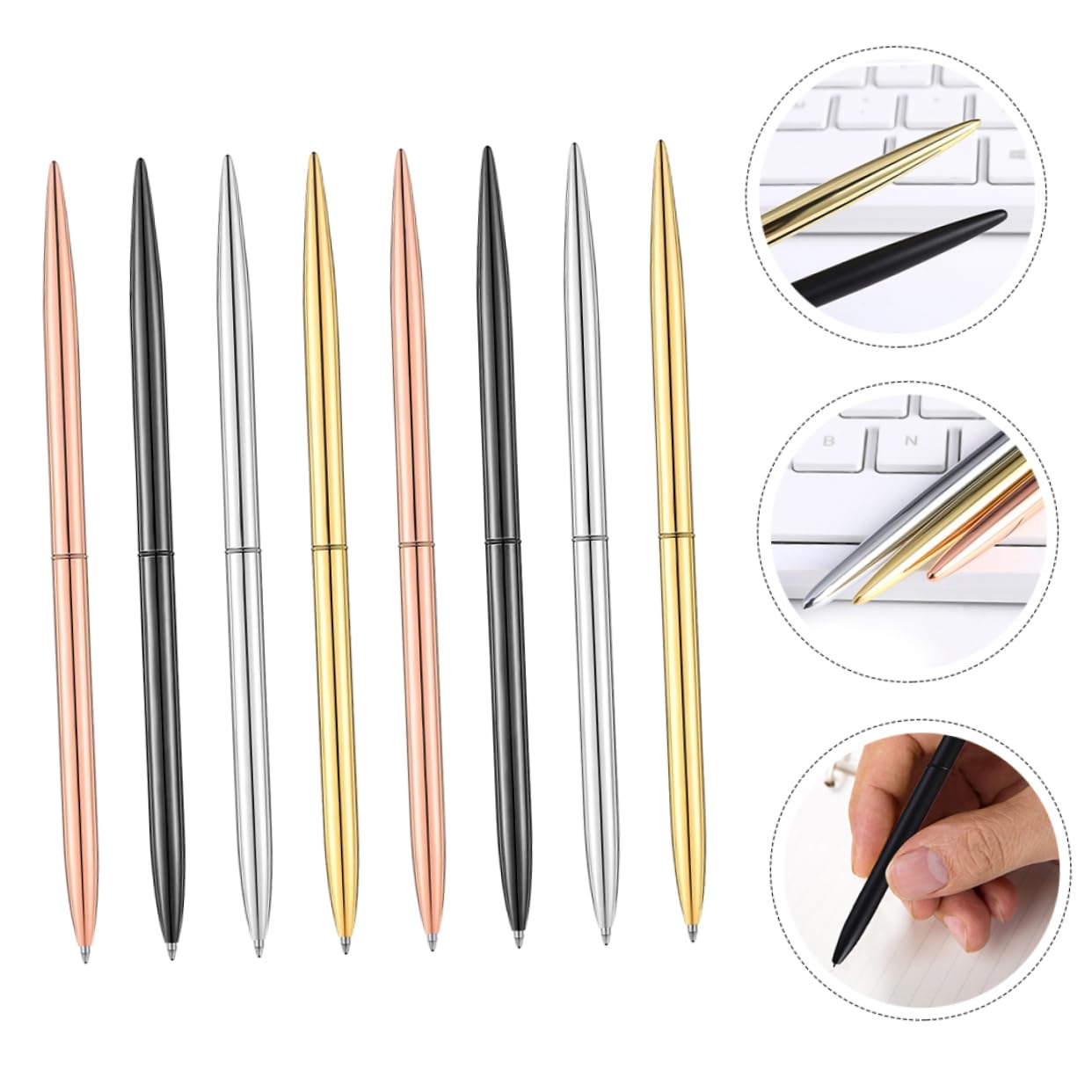 Housoutil 24 Teiliges Kugelschreiber Metall Nordic Stil Ergonomisch Langlebig Schreibstifte für Büro Schule Zuhause Geschenkidee