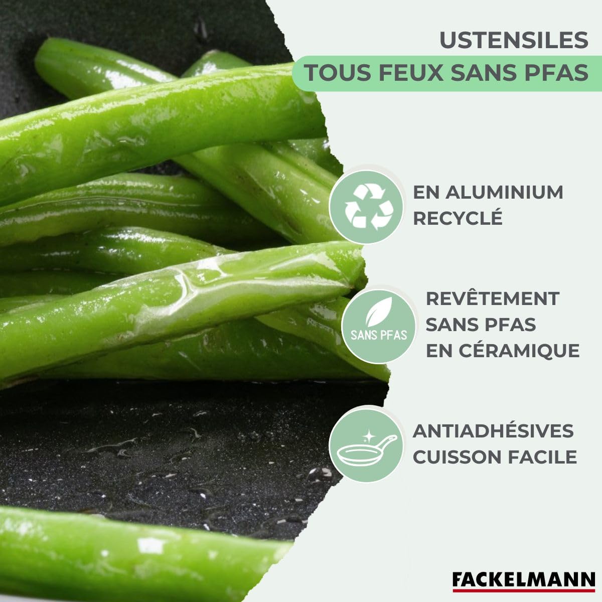 Fackelmann Batterie céramique 2 poêles 16/20 cm et casseroles