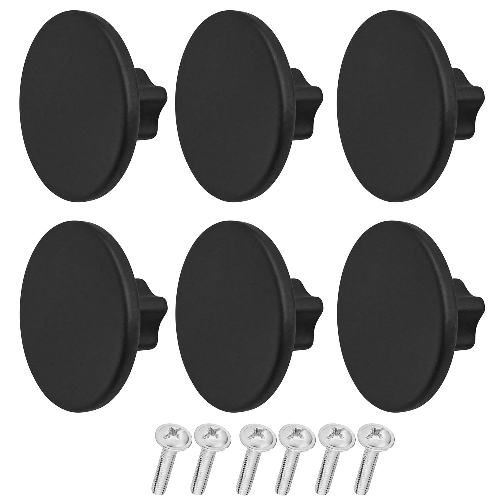 Decoranddecor Vesta - 40mm Round Kitchen Cabinet Furniture Knob Zinc Alloy (6 Pack, Matt Black)