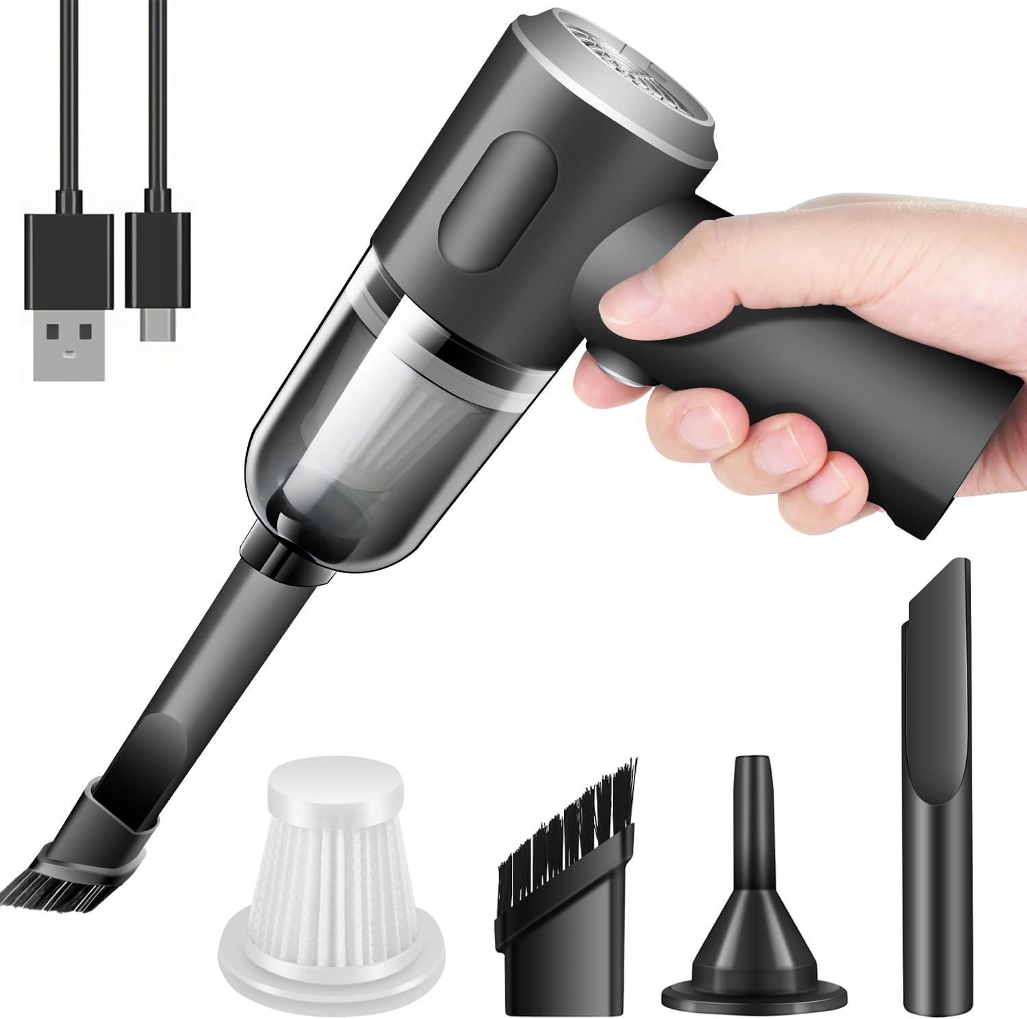 YUNYILAN Wireless Handheld Car Vacuum Cleaner High Power Rechargeable Household Mini Vacuum, Vacuum for Desk, Home and Office Dust Cleaning, Protable Vacuum Cleaner for Car YUNYILAN Wireless Handheld Car Vacuum Cleaner High Power Rechargeable Household Mini Vacuum, Vacuum for Desk, Home and Office Dust Cleaning, Protable Vacuum Cleaner for Car