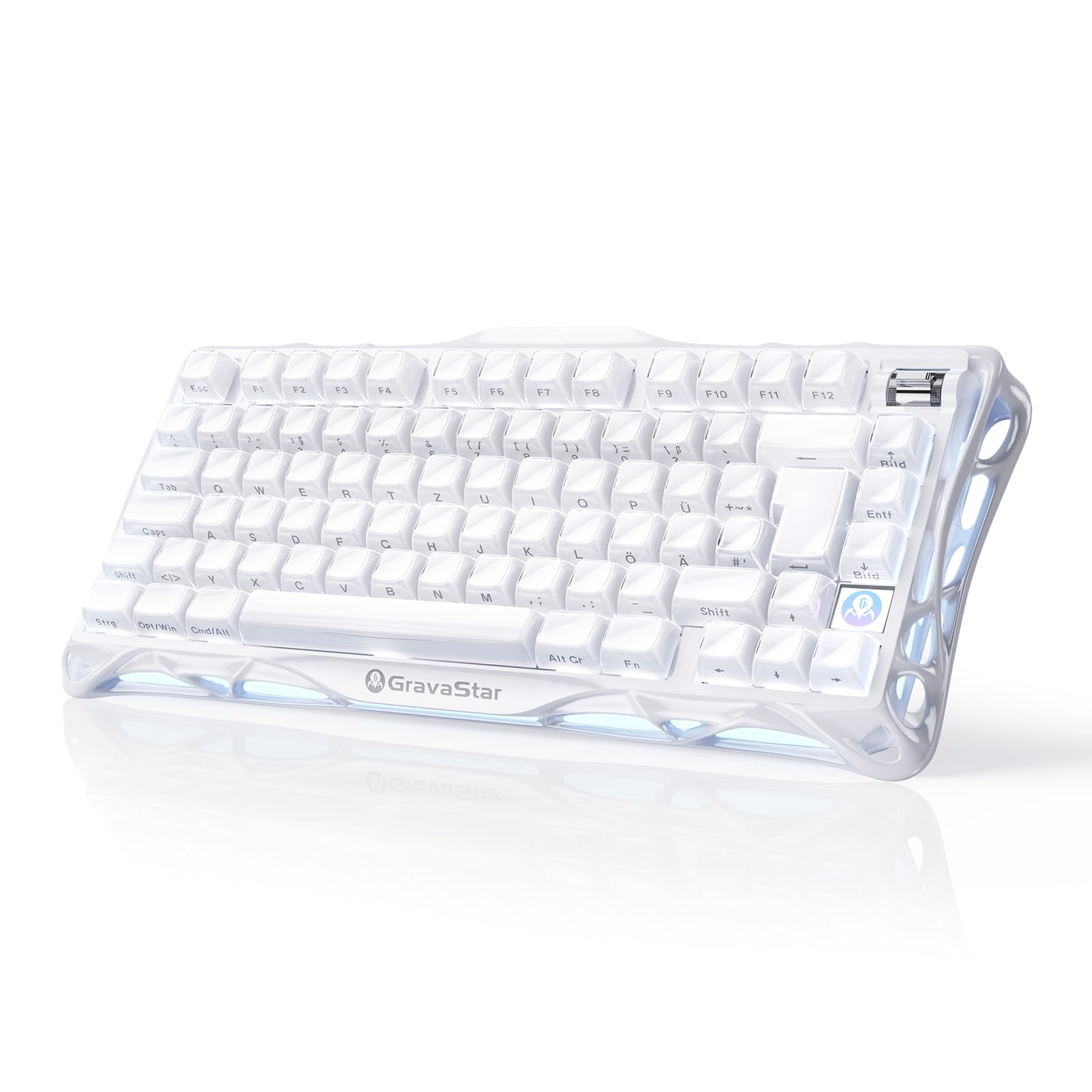 GravaStar Mercury K1 - Tastiera meccanica da gioco QWERTZ, colore: bianco