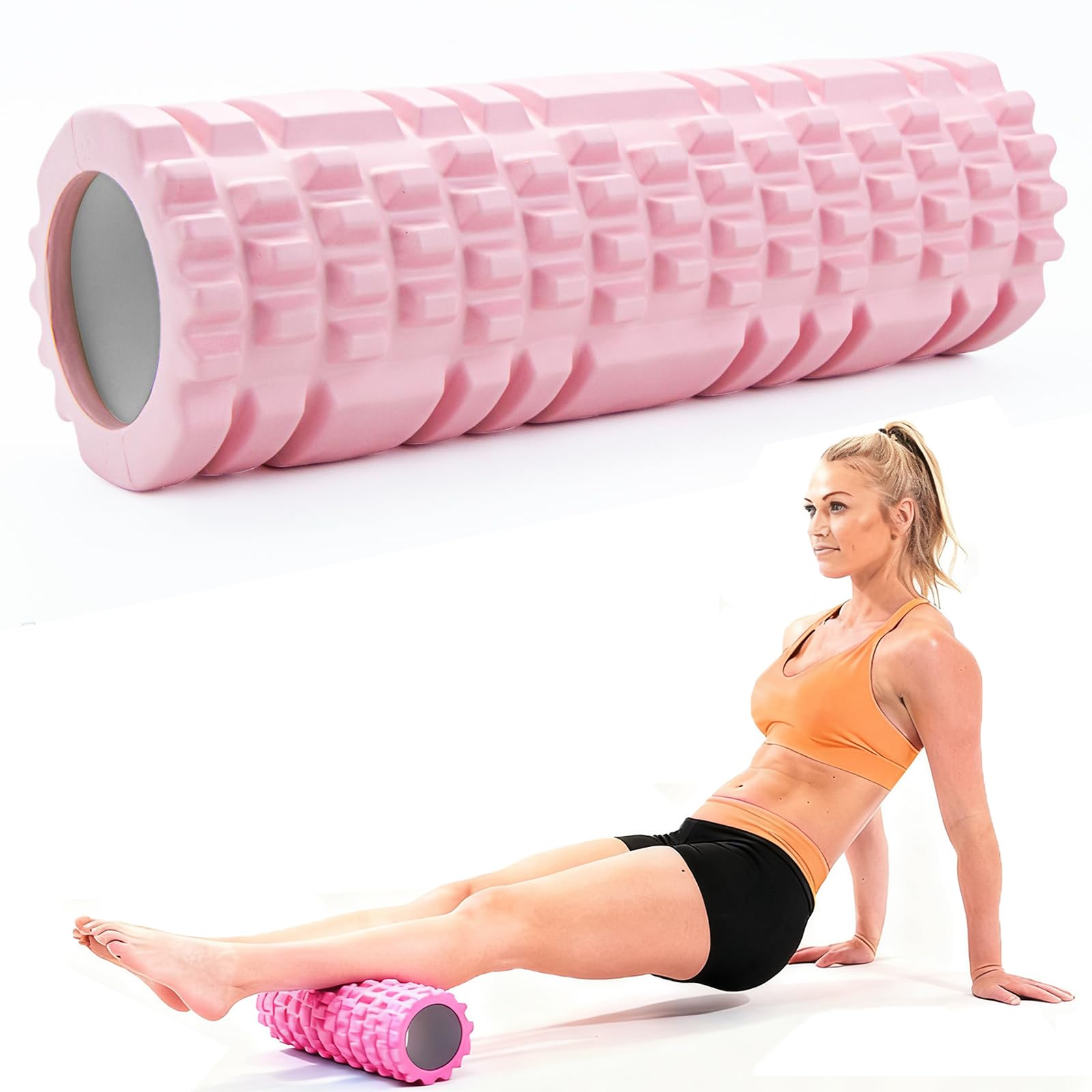 Rullo Foam Rosa Multifunzionale - Massaggiatore Muscolare per Fitness, Pilates e Yoga - Rullo di Fascia per Esercizi a Casa e in Palestra - Rilassa i Muscoli e Cura i Tessuti Profondi.