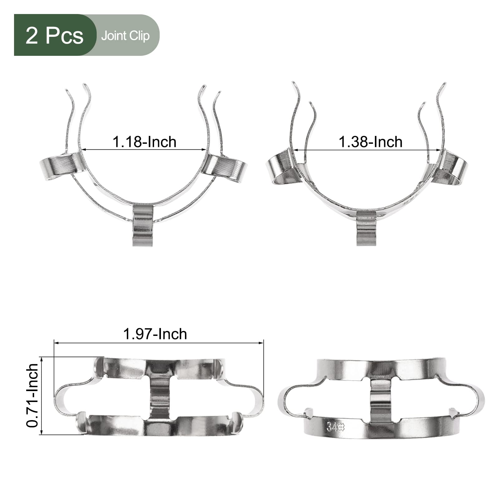 YOKIVE 2 Pcs Joint Clip, Lab Metal Mounting Clips, Silver, 28mm/34mm - Image 2