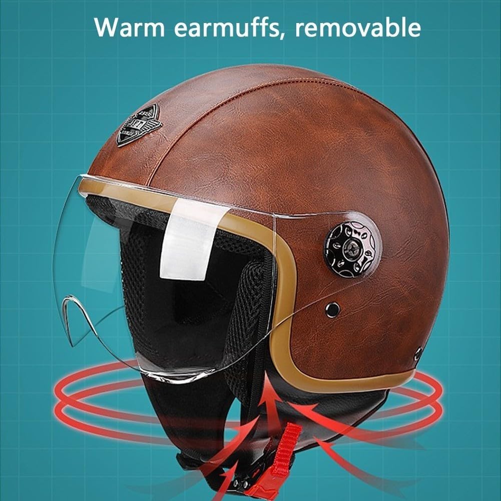 Kask Motocyklowy Z Otwartą Twarzą Dla Dorosłych, Kaski 3/4, Pokrowiec Na Kask Motocyklowy Z Otwartą Twarzą, Kaski Motocyklowe Do Motoroweru Z Przezroczystym Wizjerem, Ochrona Przeciwsłoneczna Dla Kobi