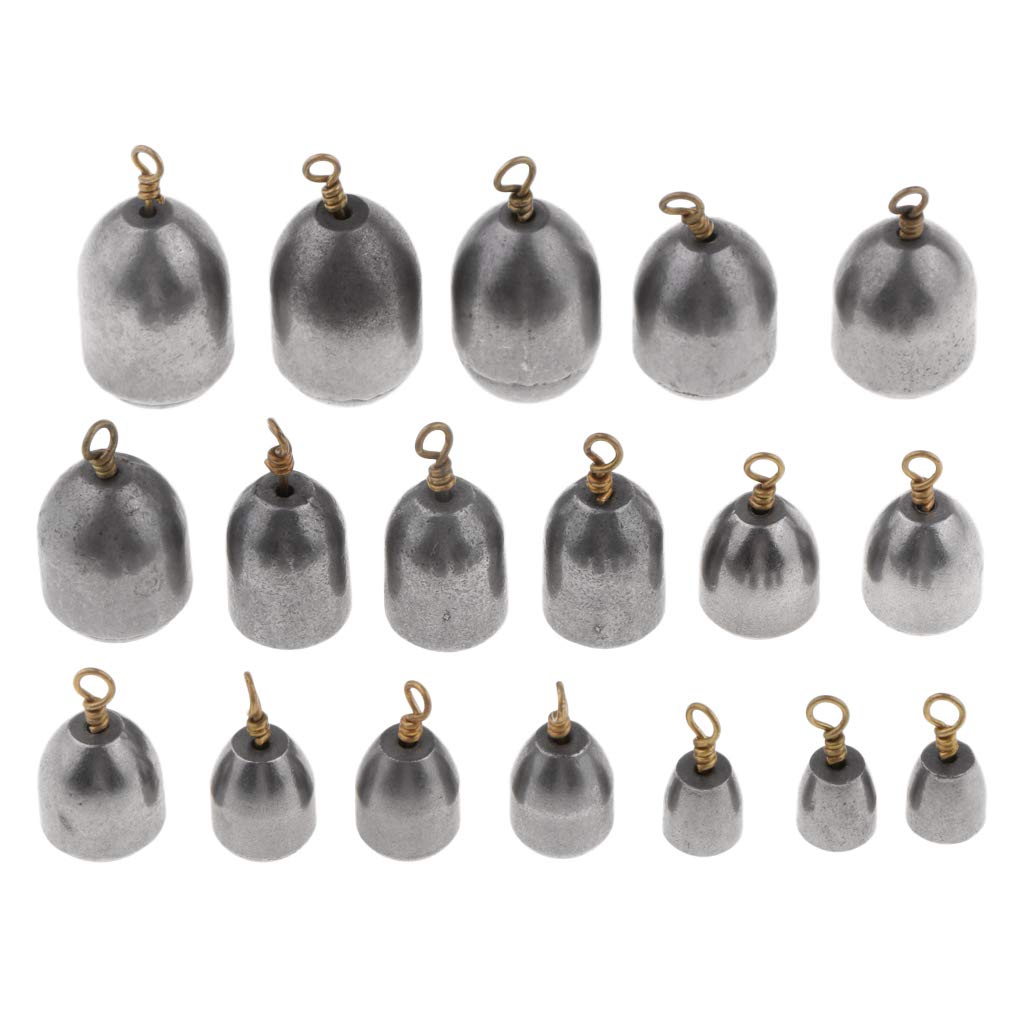 B Baosity 18pcs Mixed Sizes Iron Sinker Drop Shot Weights for Saltwater/Freshwater Carp Fishing