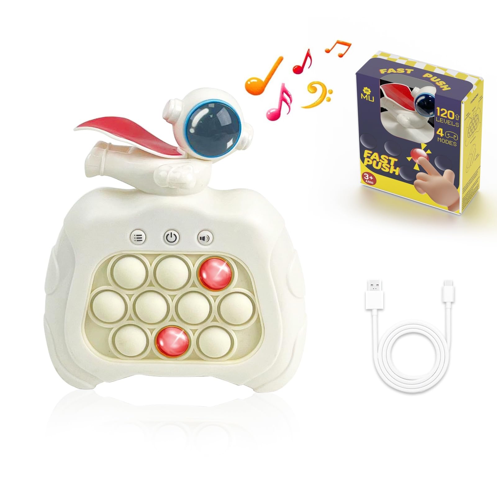 【Versione avanzata】m Mu Giocattolo Pop It elettronico Fidget ricaricabile,4 modalità,120 livelli, in Silicone.Console di Gioco a Decompressione Pop It Elettronico.Regalo ideale per Bambini e Adulti.