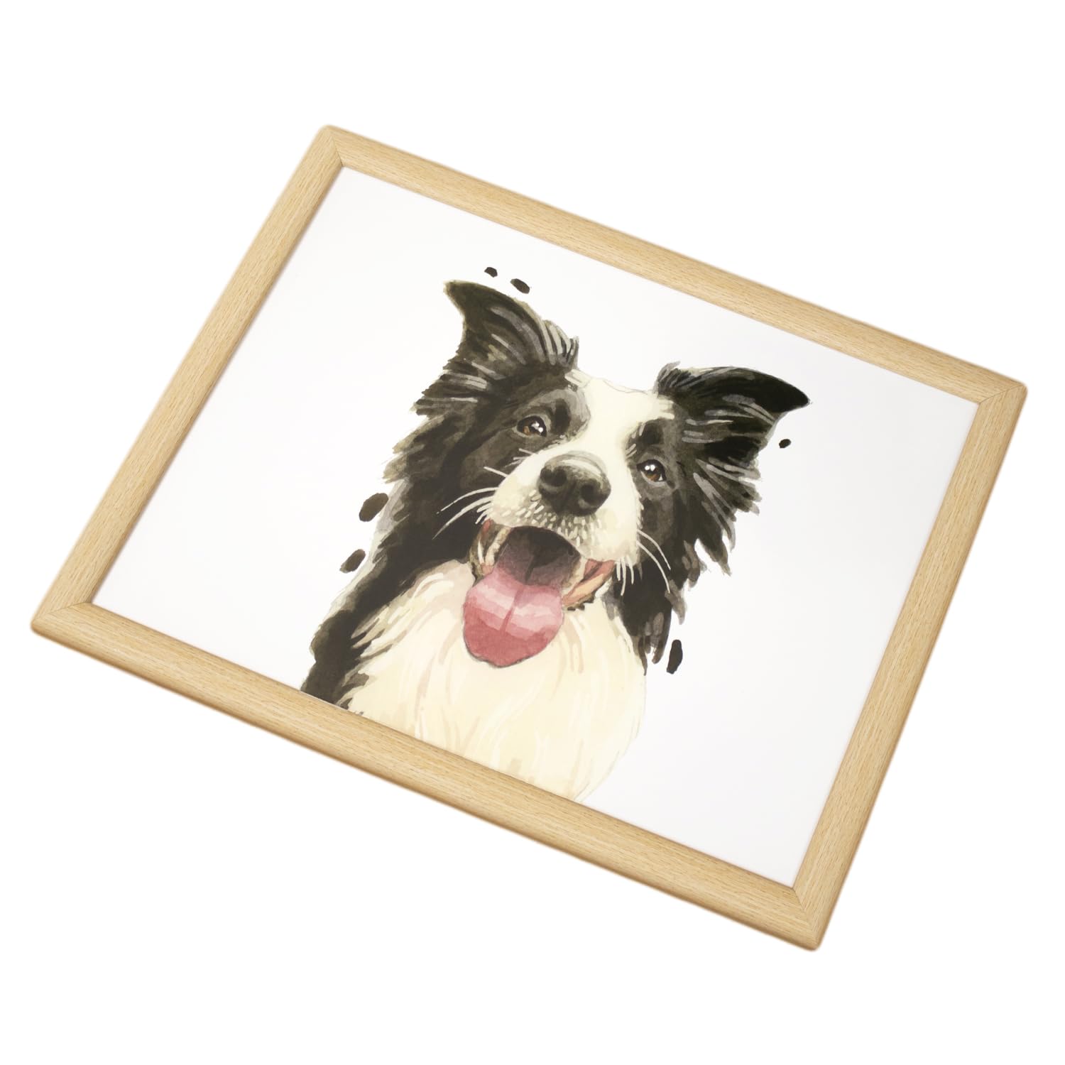 Darthome White, Black Border Collie Lap Tray 44X34cm Cushioned Pet Dog Lifelike Art Padded Serving Bean Bag