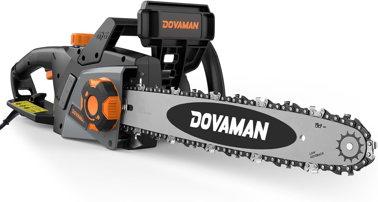 DOVAMAN 2400W Electric Chainsaw, One-Step Tool-Free Tensioning, 16 Inch Oregon Bar and Chain, 15m/s Speed, 6m Power Cable, Auto Lubrication, Powerful Chainsaw with Two Chains - DCS01A