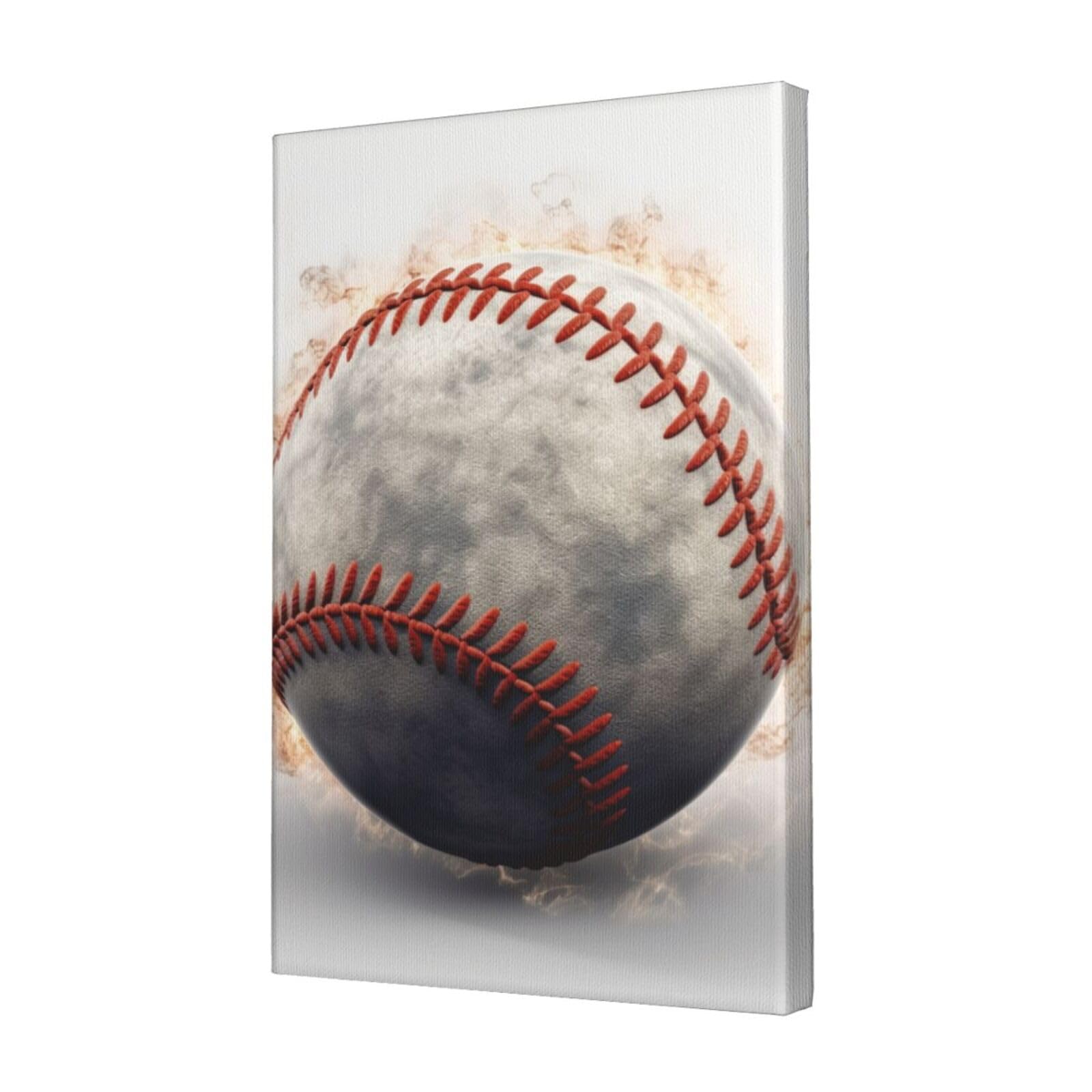 FodPand baseball Canvas Wall Art for Living Room Wall Decor 12"x18" Modern Artwork Painting Pictures Hanging Canvas Prints Aesthetic Wall Art for Bedroom Bathroom Office Wallart Decor