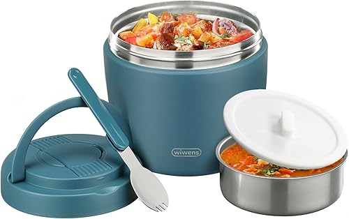 wiwens Tarro térmico para alimentos calientes para adultos, 32 onzas, recipientes térmicos de sopa de almuerzo de boca ancha aislado al vacío, de