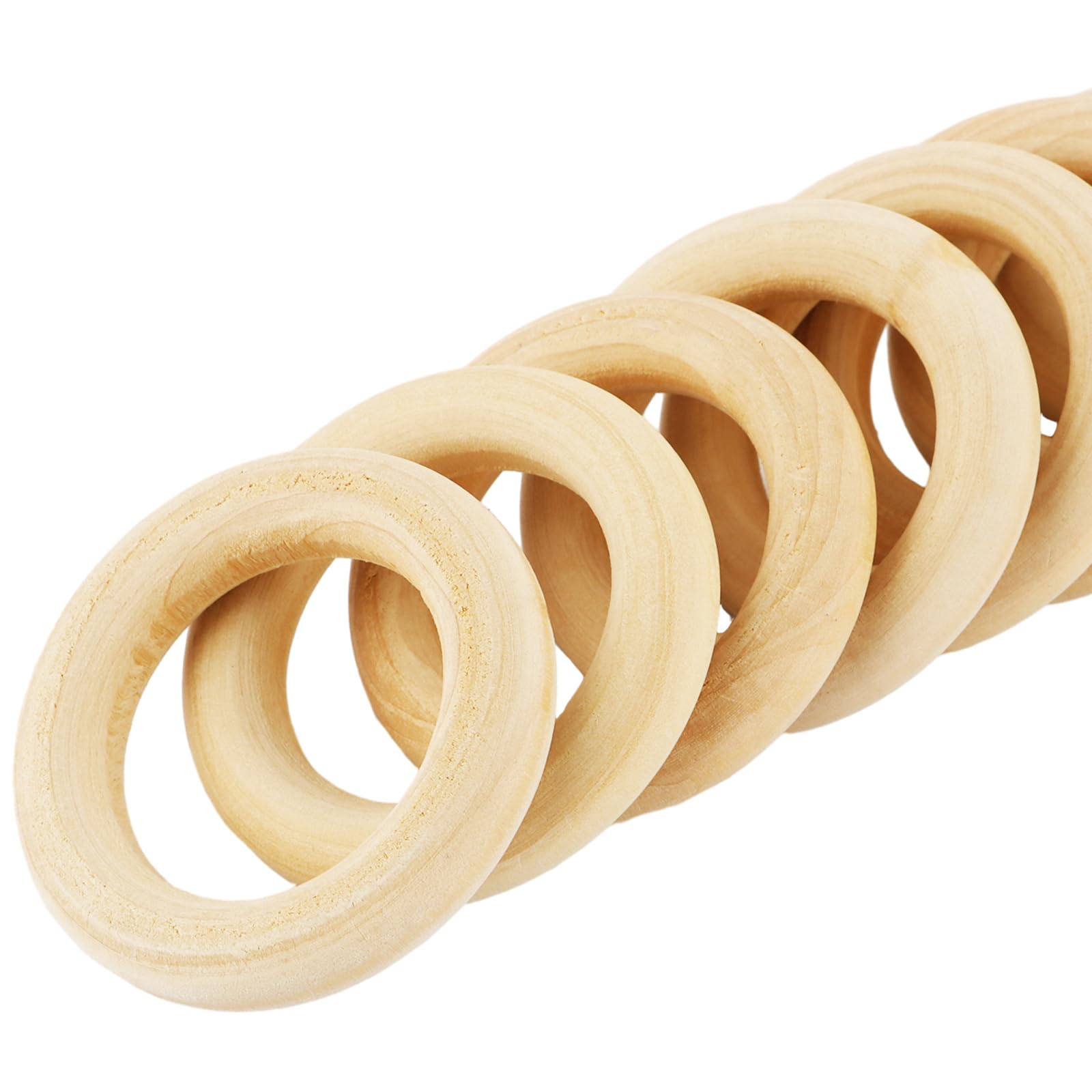 GBACHOOSE 120 Pcs Natural Wood Rings - 55mm Unfinished Wood Rings for DIY Craft Jewelry Making Pendant Connectors - Image 4