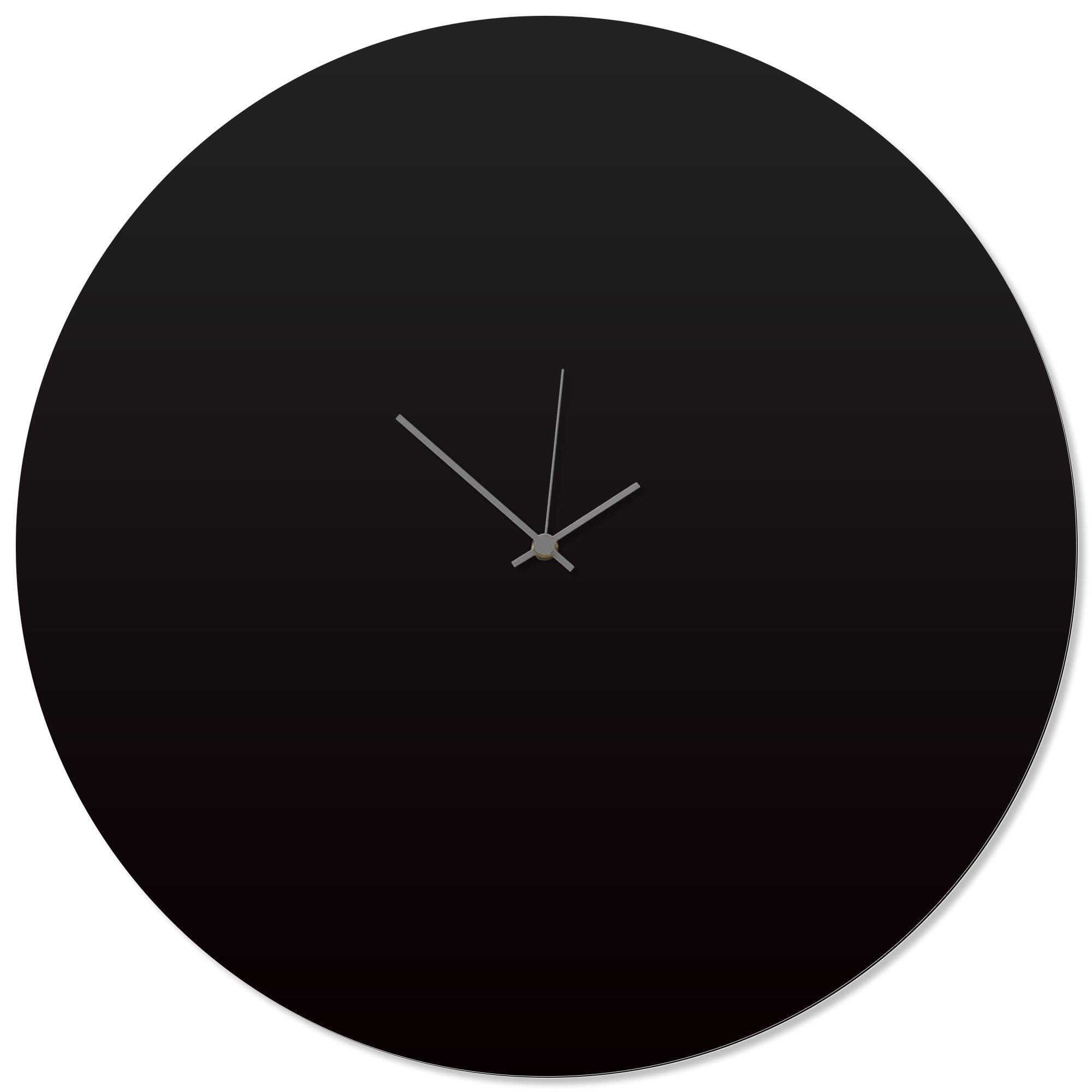 Contemporary Clock 'Blackout Grey Circle Clock Large' by Adam Schwoeppe - Original Black Kitchen Clock Minimalist Wall Decor on Aluminum Polymetal