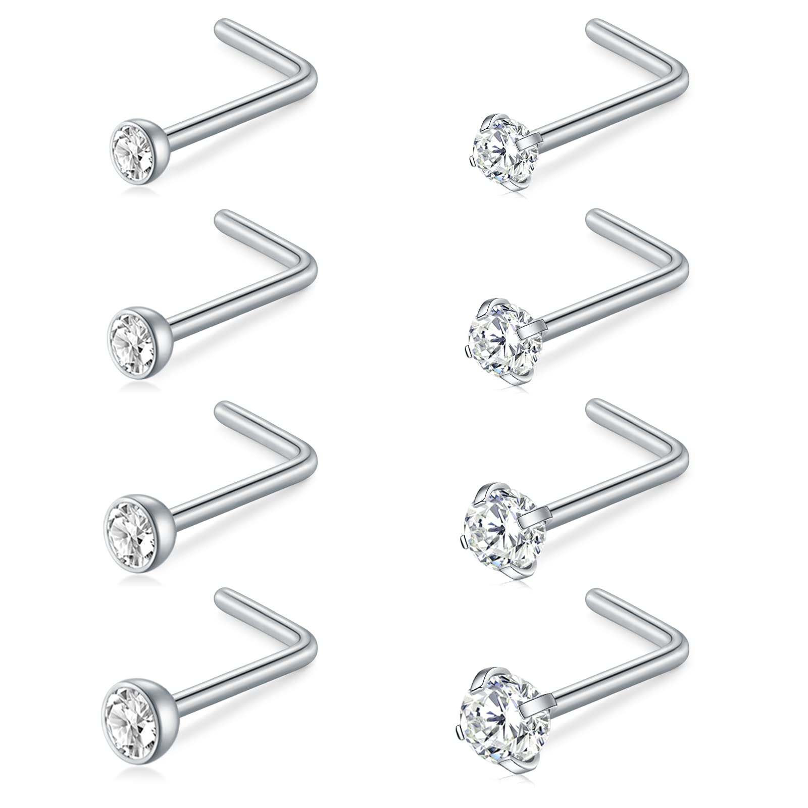 AceFunPiercing Nariz 18G 20G espárragos de Nariz Acero Inoxidable para Mujeres Hombres en Espiral con Bola de Diamante CZ 1,5 mm 2 mm 2,5 mm 3 mm 8 Piezas …