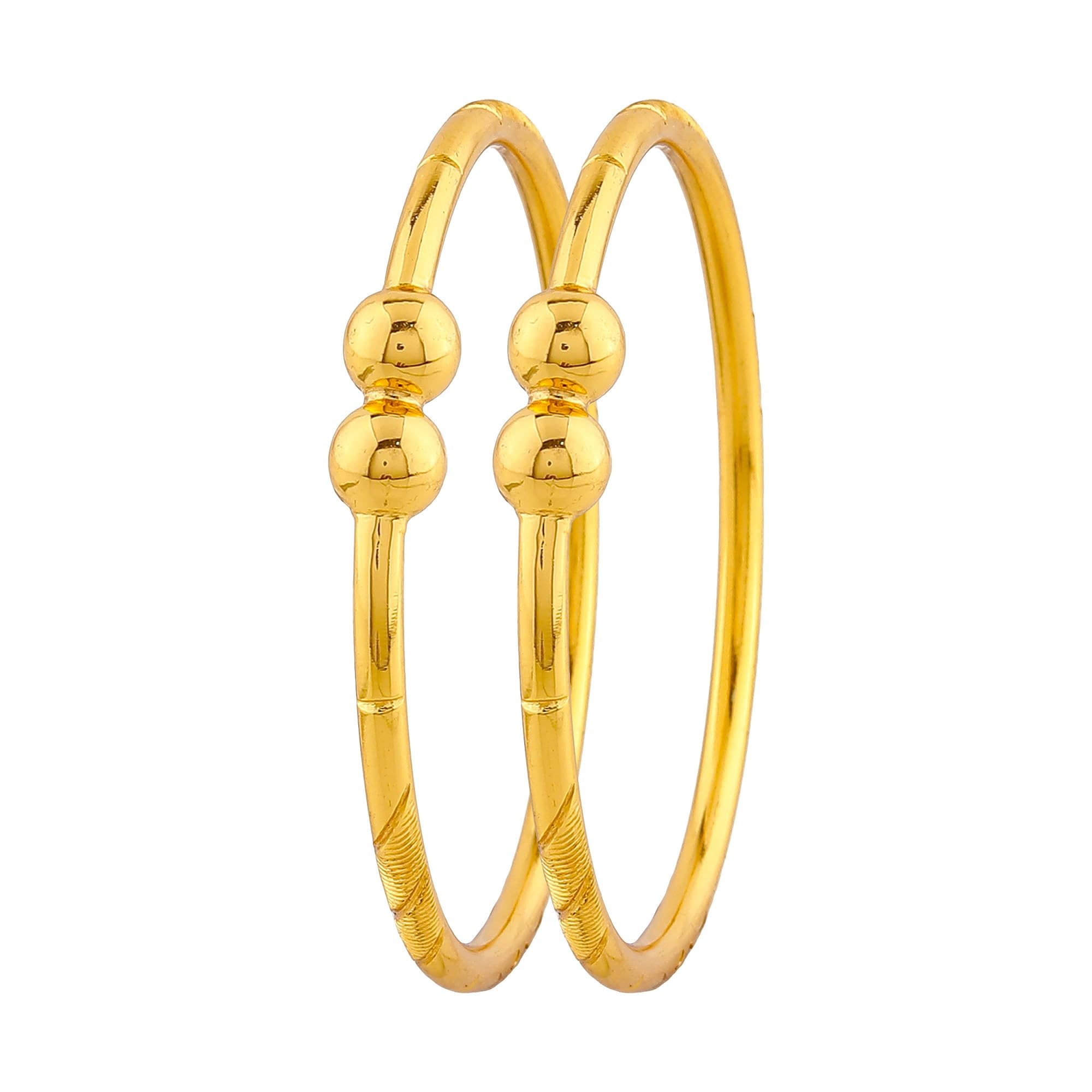 Kenayosha 24k Gold Plated Bangles Set for Women & Girls (2 Pc) – Handcrafted Traditional Chudiyan Set for Woman – Kadli Kangan Set for Women - Aesthetic Jewellery for Women-image-30