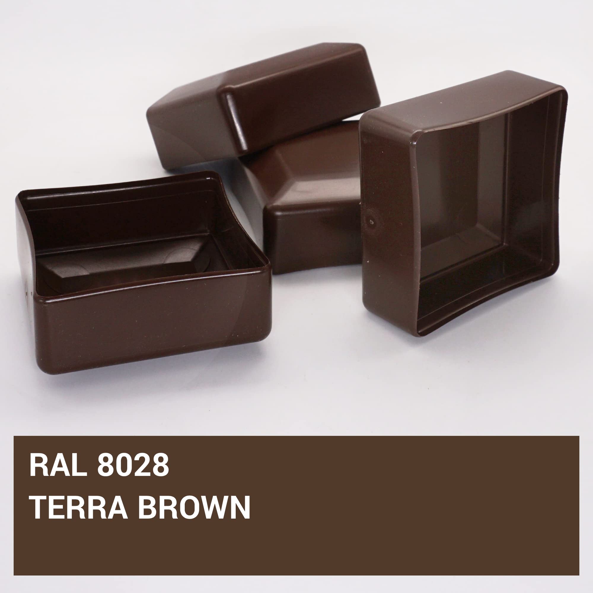 SKIR'CO (12 pcs) Fence Post Caps, Square 80 x 80 mm Brown Plastic Caps for Fence Posts Brown RAL 8028 Colour - Image 3