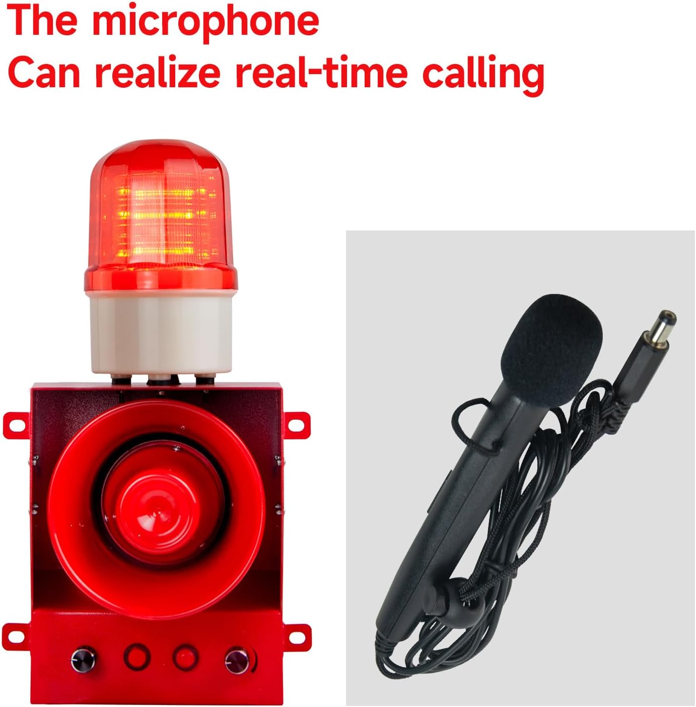 Recordable Alarm Siren 30W 130dB Loud Horn Adjust Volume Tone Waterproof Security Button Siren with Microphone for School, Dock, Factory and House SLB-3100 AC110-120V