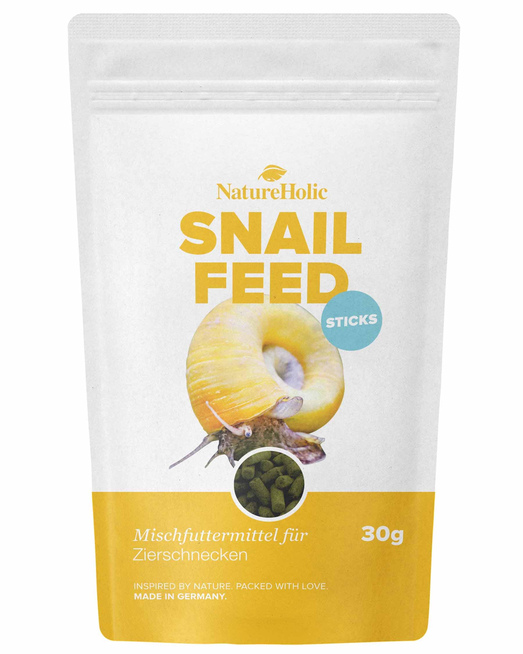 NatureHolic Snailfeed Sticks - Schneckenfutter fürs Aquarium - extra viel Calcium - mit Moringa & Spirulina - Futter für Schnecken - Made in Germany