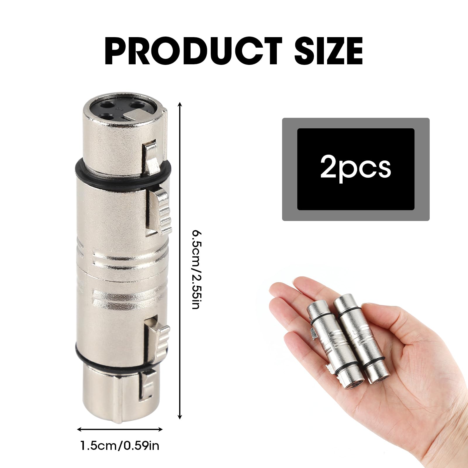 XLR Female to Female Adapter 2Pcs XLR 3 Pin Female to 3 Pole Female Connector Microphone Line Audio Cable Adapter Gender Changer Coupler Mic Barrel Extension - Image 2