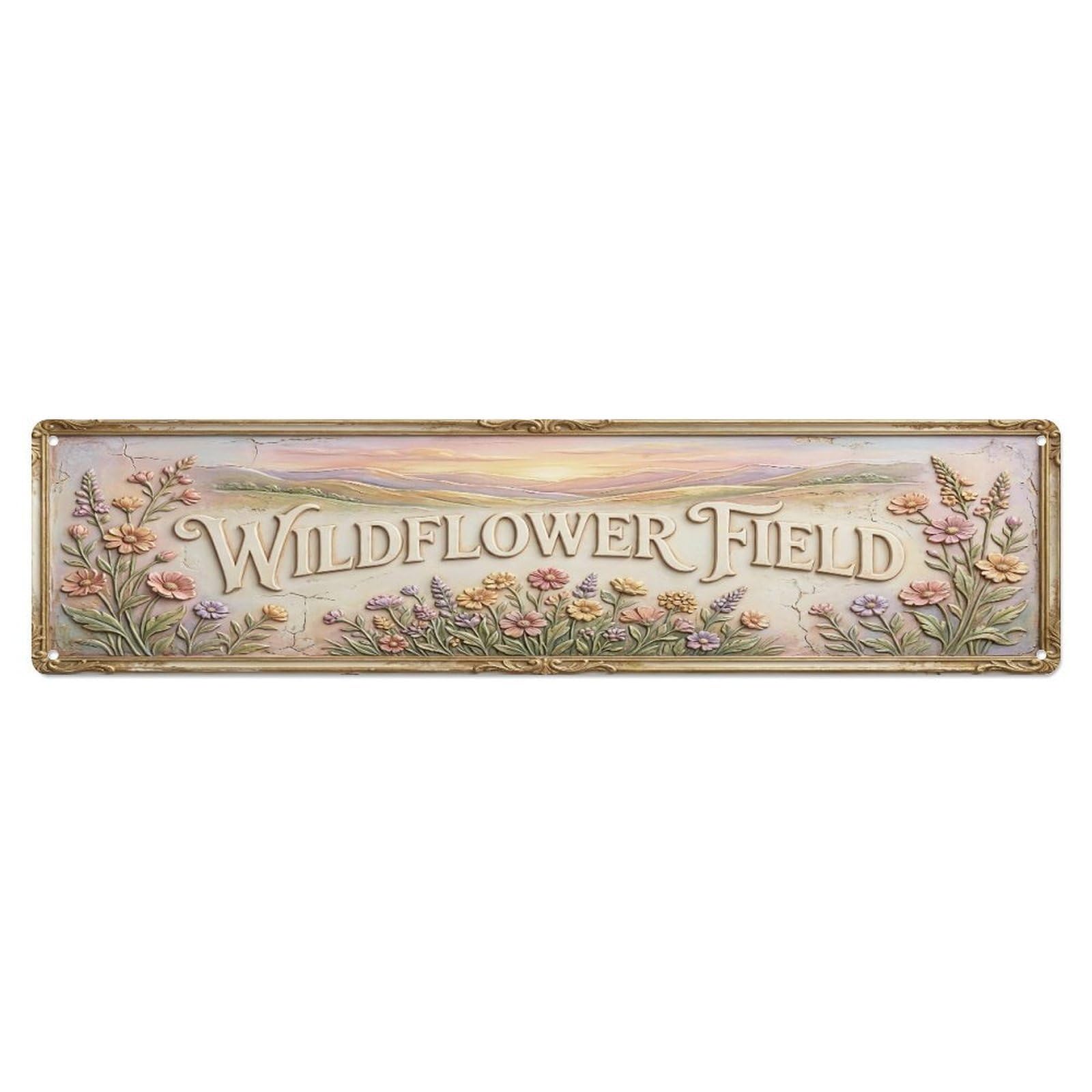 Fqcyn Style Metal Tin Sign Vintage Cottagecore Garden Wildflower Field