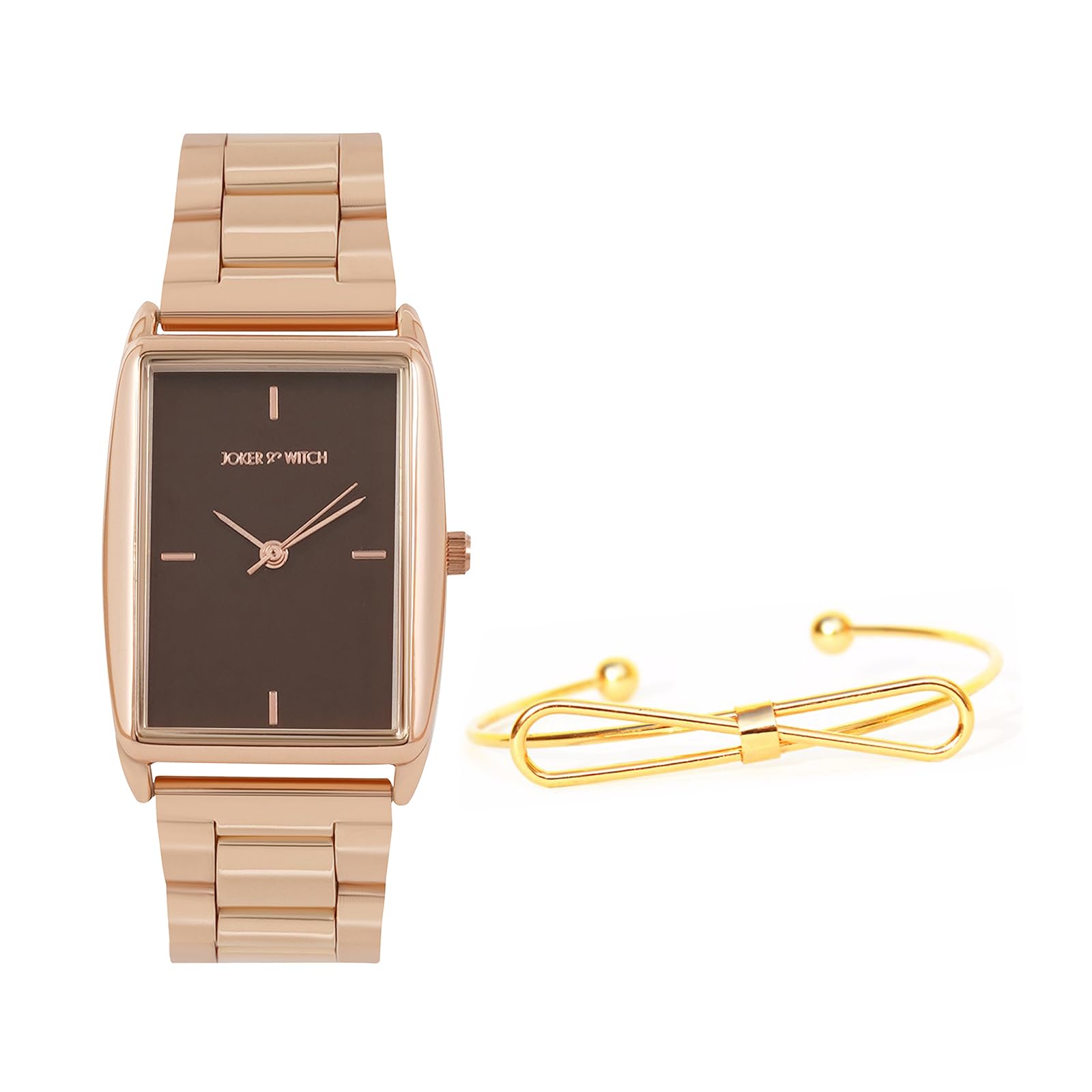 Joker & Witch Stainless Steel Women Victoire Rosegold Analog Watch Bracelet Stack, Brown Dial, Rose Gold Band (B0C7L97TQ7) Amazon Price History, Amazon Price Tracker
