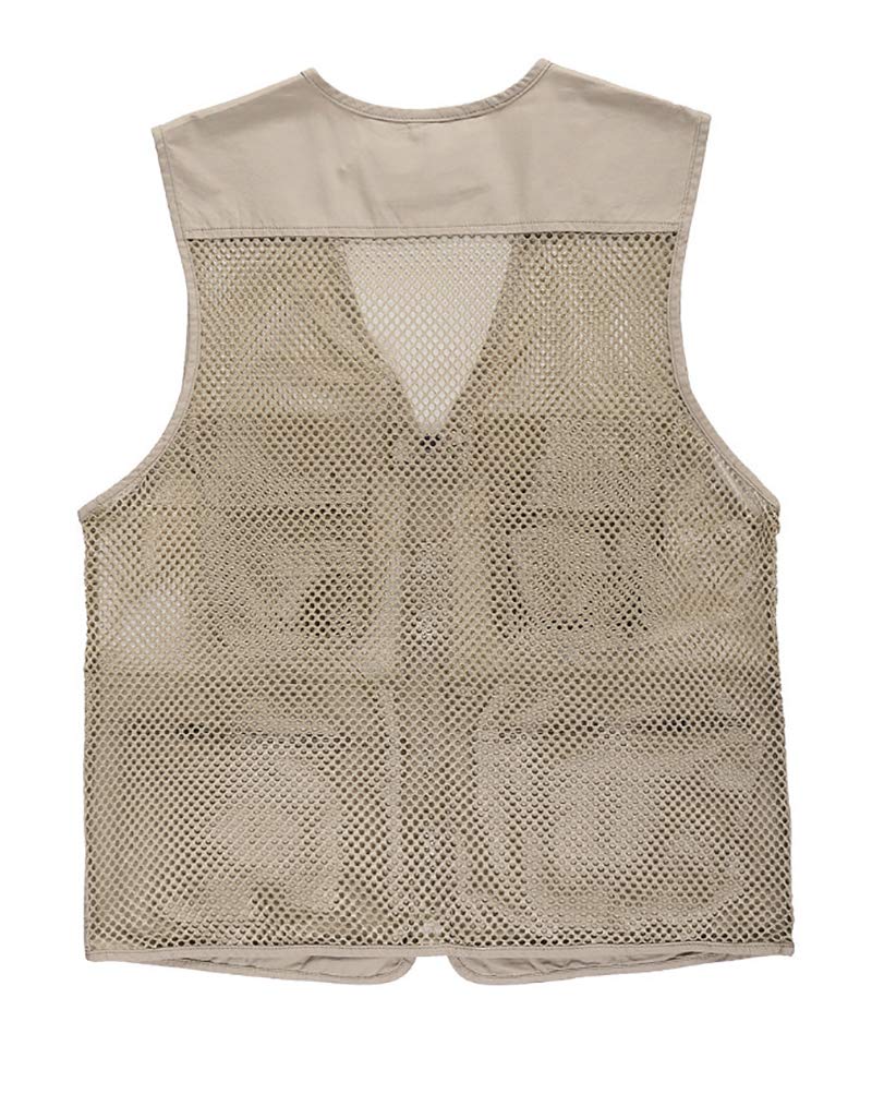 Homme Été Léger D'Extérieur Gilet de Pêche avec Multi-Poche Veste de Photographie sans Manche en Maille Respirant Reporter Multifonctionnel