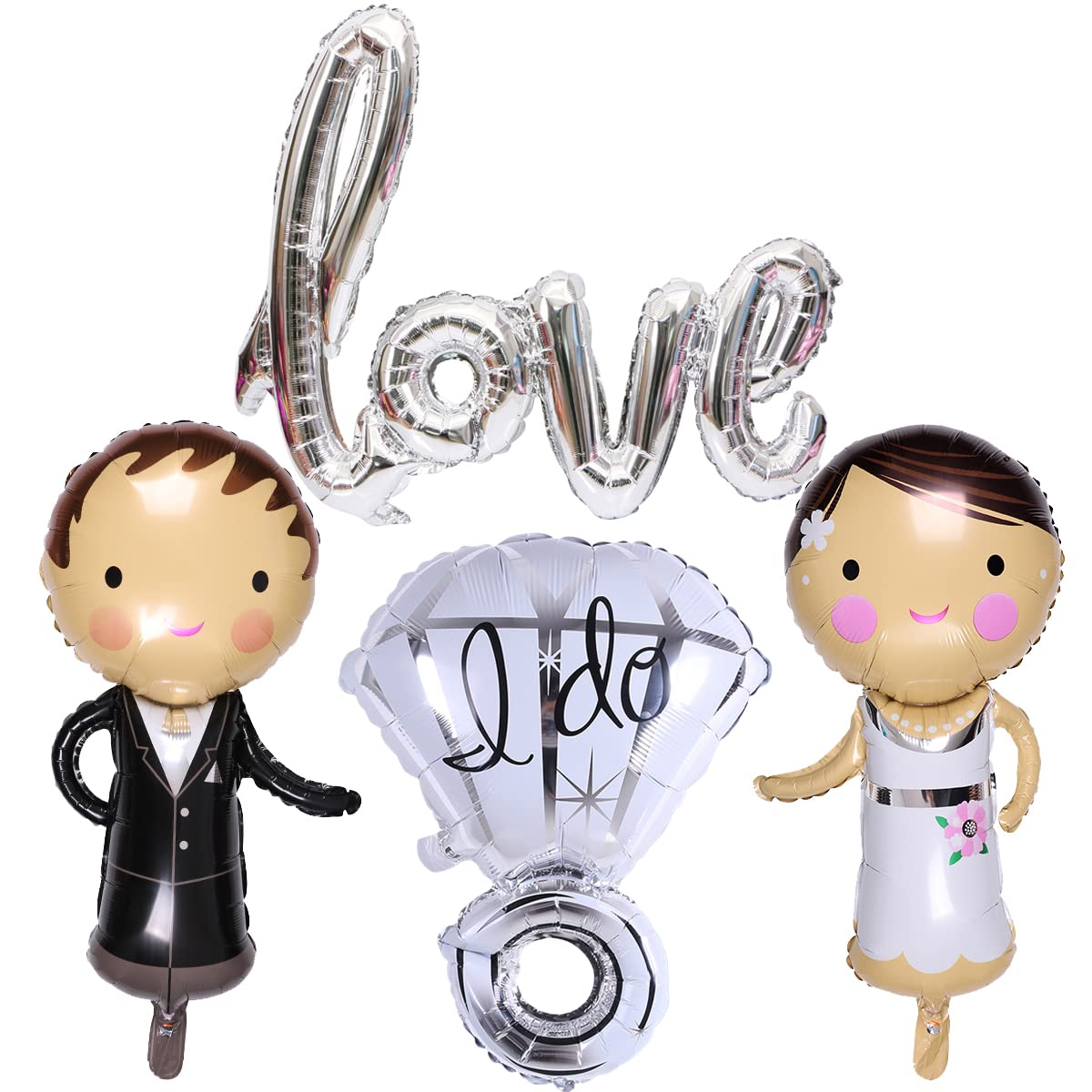 Kawailay 4 globos gigantes papel para novios globos despedida soltera globos decoración matrimonio letras amor anillo diamante globos para boda compromiso aniversario decoración fiesta plateado