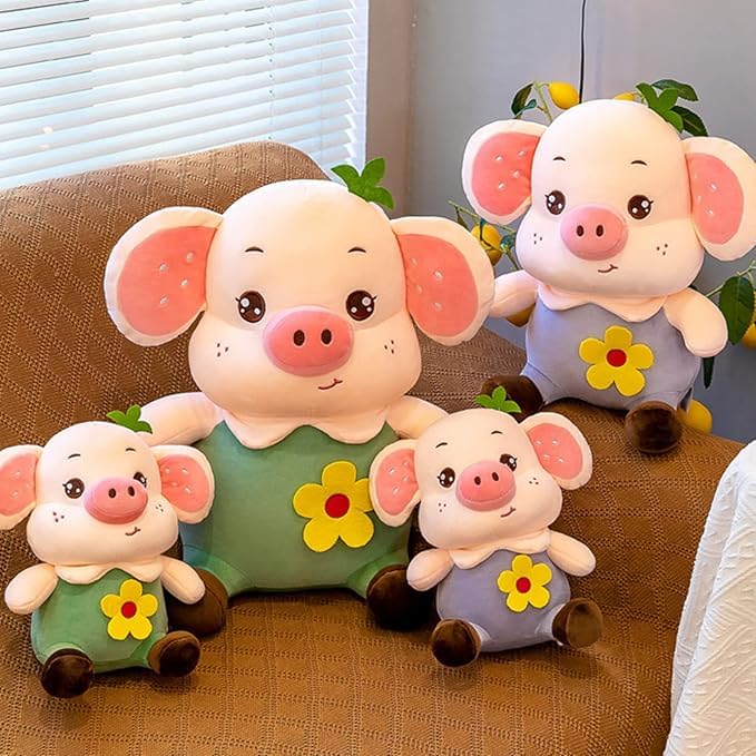 Image of ZEXSAZONE Cute Pig Plush Soft Toy for Kids | Polyester Fiber Filled Stuffed Super Soft Huggable Fabric Decorative Toy for Baby Boys & Girls | Perfect Birthday, Valentine, Home Decor Gift | 35 cm Green