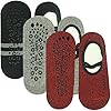 Yoga-Pilates-Grip-Socks-RANDY-SUN-Womens-Gift-Exercise-Sock-for-Ballet-Barre-Non-Slip-with-Silicone RANDY SUN Yoga Pilates Grip Ballet Style Socks, Women's Home Exercise Equipment Ideal for Pure Barre, Dance, Pilates, Barefoot Workout with Non Skid Grips Pack of 3 Dark Red&Light Grey&Black