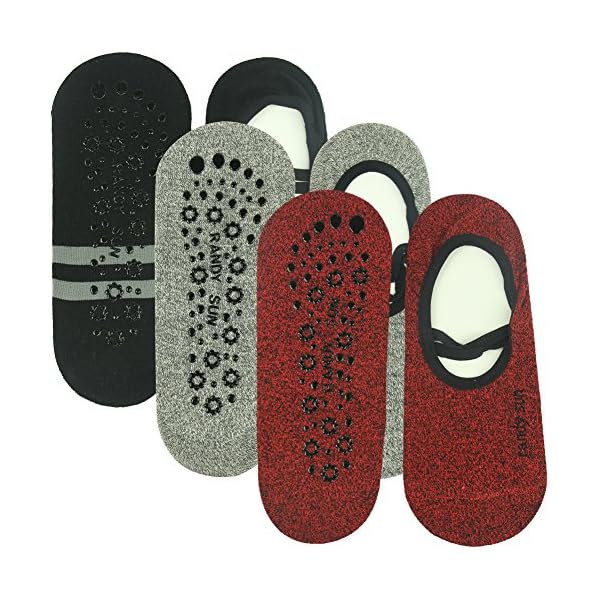 Yoga-Pilates-Grip-Socks-RANDY-SUN-Womens-Gift-Exercise-Sock-for-Ballet-Barre-Non-Slip-with-Silicone RANDY SUN Yoga Pilates Grip Ballet Style Socks, Women's Home Exercise Equipment Ideal for Pure Barre, Dance, Pilates, Barefoot Workout with Non Skid Grips Pack of 3 Dark Red&Light Grey&Black