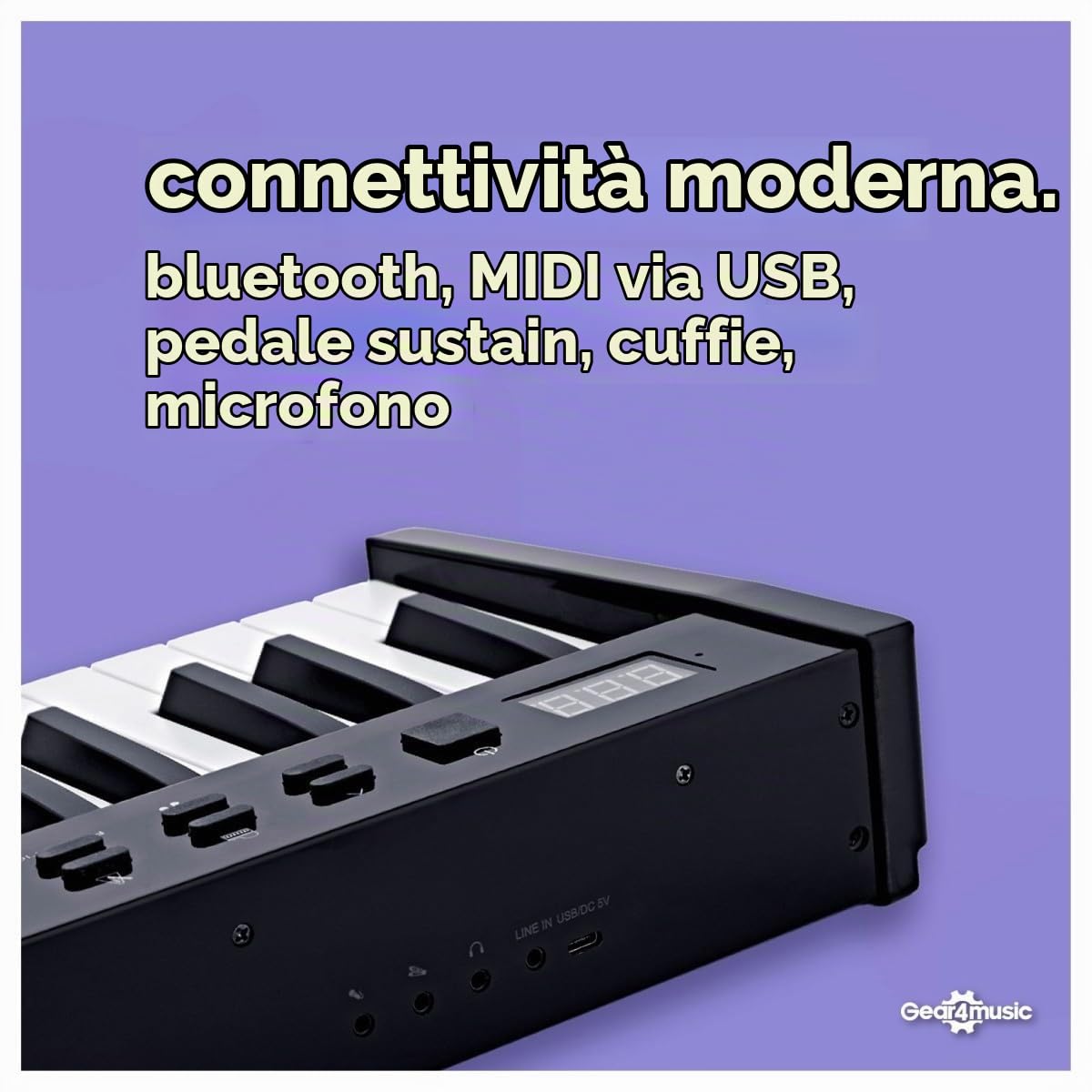 Gear4Music Tastiera per pianoforte a 88 tasti Touch Sensitive Chiave Bluetooth Tastiera Pianoforte Stand sgabello Cuffie