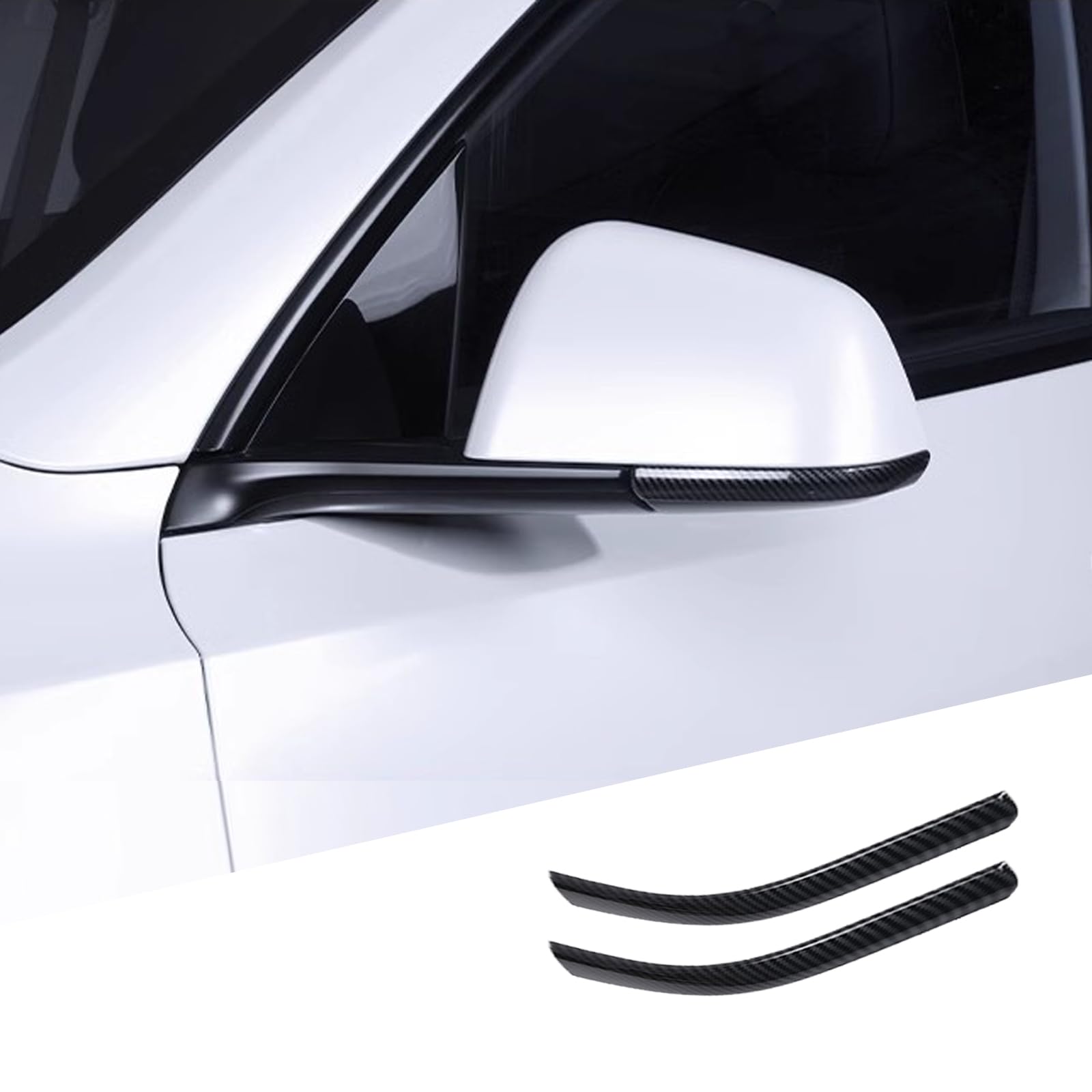 XTnueotr Side Mirror Trim Strip for Tesla Model Y, fit for Tesla Y Exterior Accessories (Glossy Carbon Fiber Pattern, Model Y)