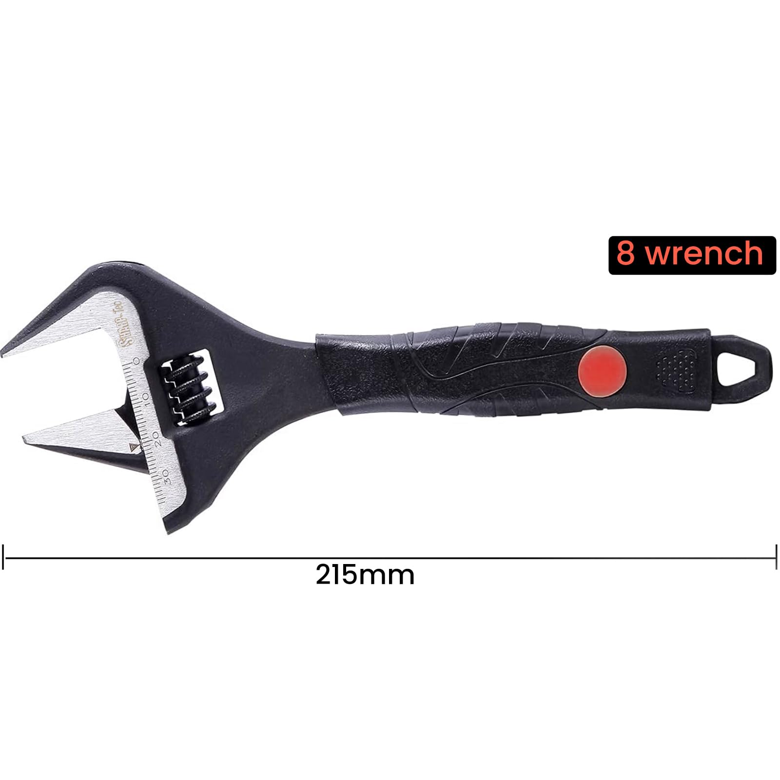 Sharp-tec 8-Inch Adjustable Spanner Wrench (200mm), 36mm Wide Jaw Large Opening, Chrome Vanadium Steel, Black Oxide Finish - Image 2