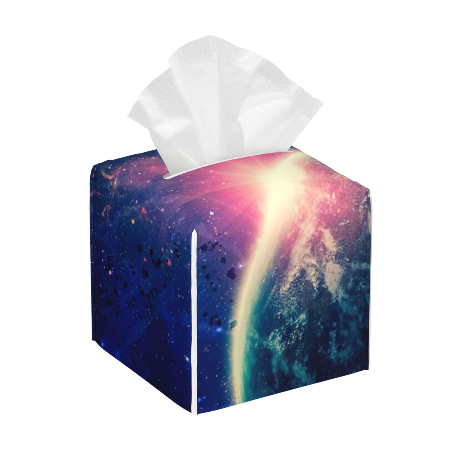 Beautiful Space Background PVC Cube Tissue Pack for Home Office Bathroom Use