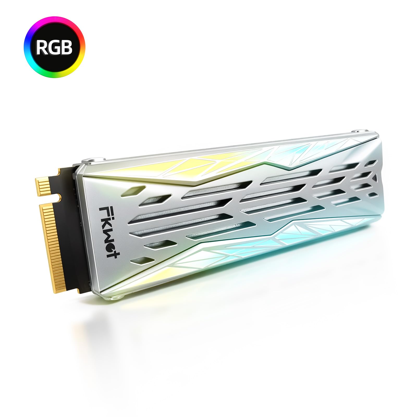 Fikwot FN990 SSD NVMe de 2 TB M.2 2280 PCIe Gen4x4 con disipador de calor RGB, hasta 7450 MB/s, 3D NAND TLC, unidad interna de estado sólido para juegos para PS5 y escritorio