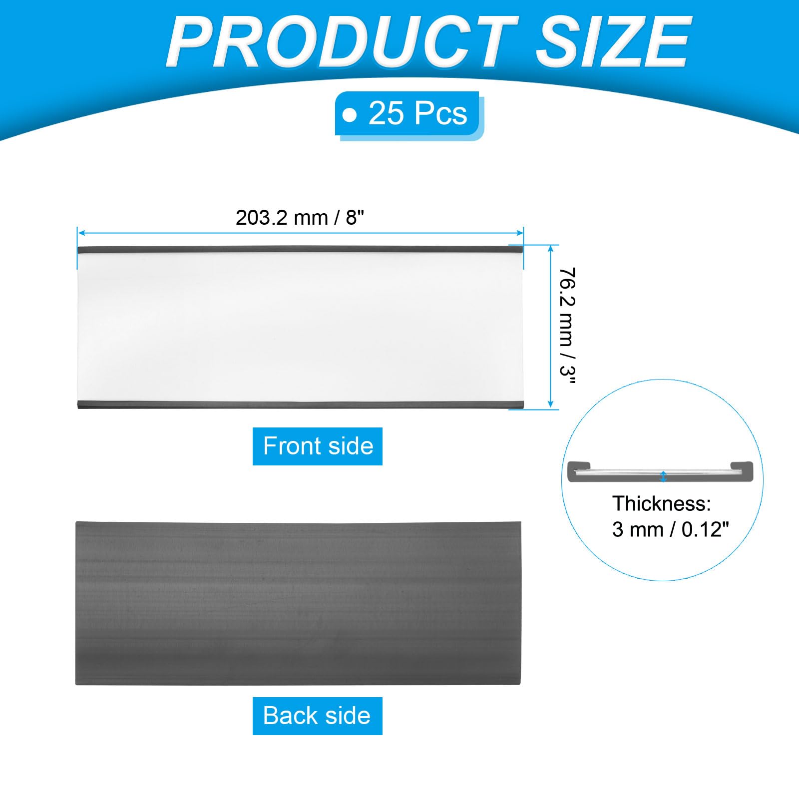 PATIKIL Magnetic Label Holder 8" x 3" with Paper Inserts - Image 2