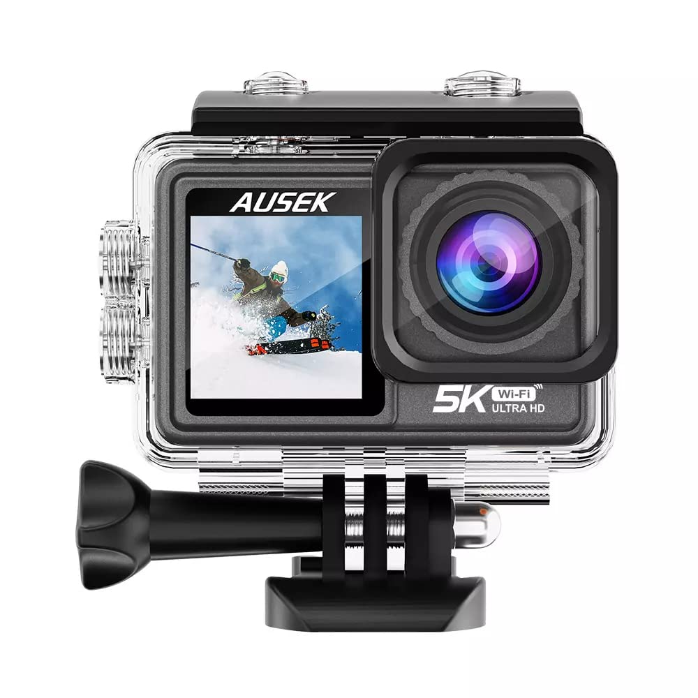 AUSEK® 5K UHD WiFi Action Camera with Touch Screen Vlog Camera EIS with