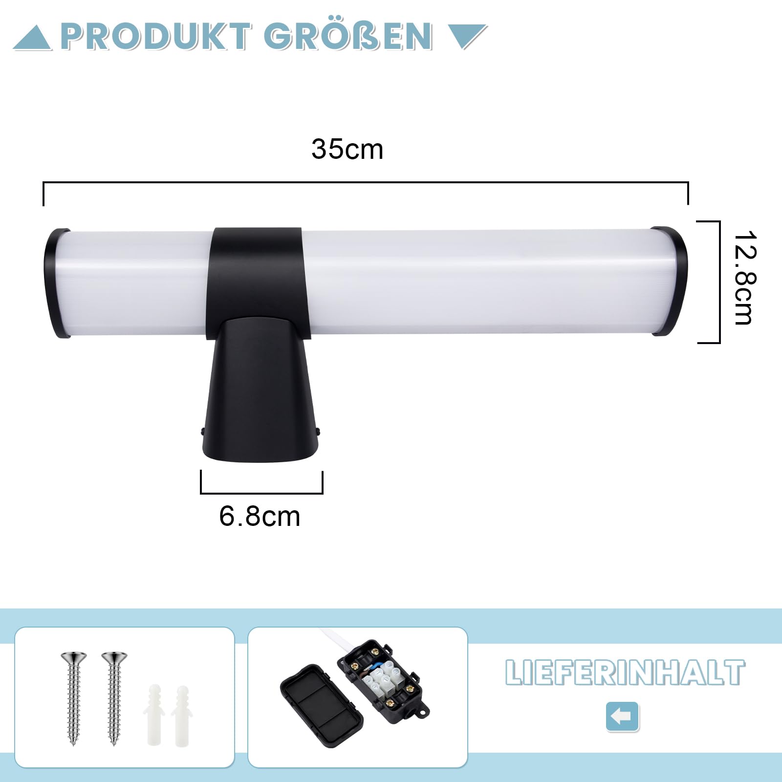 Lampada da Parete a Specchio per Bagno LED - Set di 2 Lampada 6W Colore Luce Bianca Neutra 4000K Parete a Specchio Laterale Bagno 35 cm