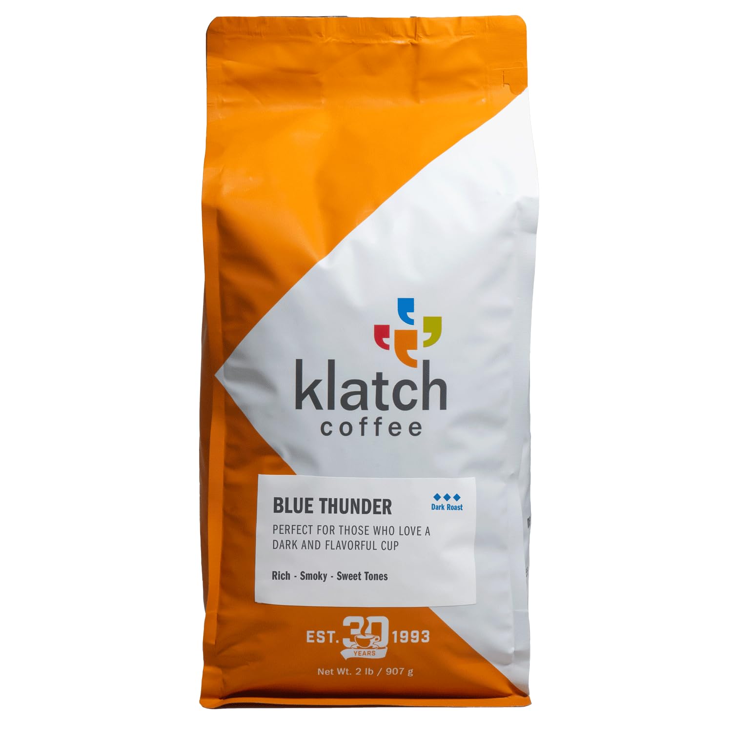 Klatch CoffeeBlue Thunder Blend Dark Roast, 2 Pounds, Whole Bean