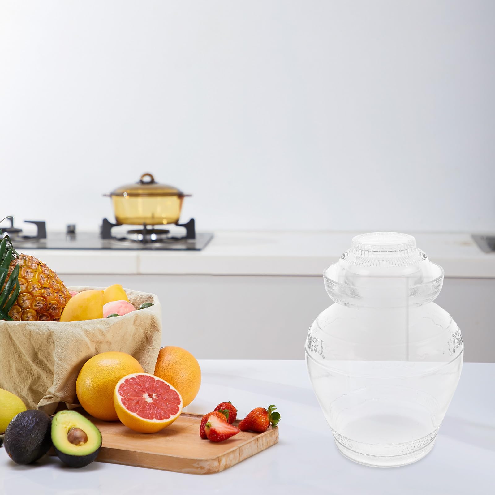 Barattolo per Fermentazione in Vetro da 5l Chiusura Ermetica, Contenitore Trasparente per Sottaceti e Conservazione Alimentare in Cucina Stili multipli