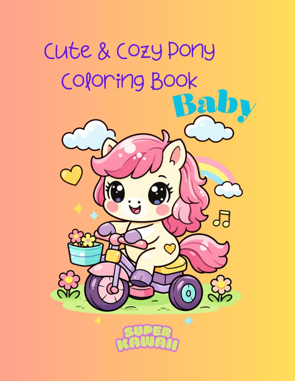 Cute & Cozy Pony Coloring Book: Adorable Kawaii Pony Coloring Pages for Kids