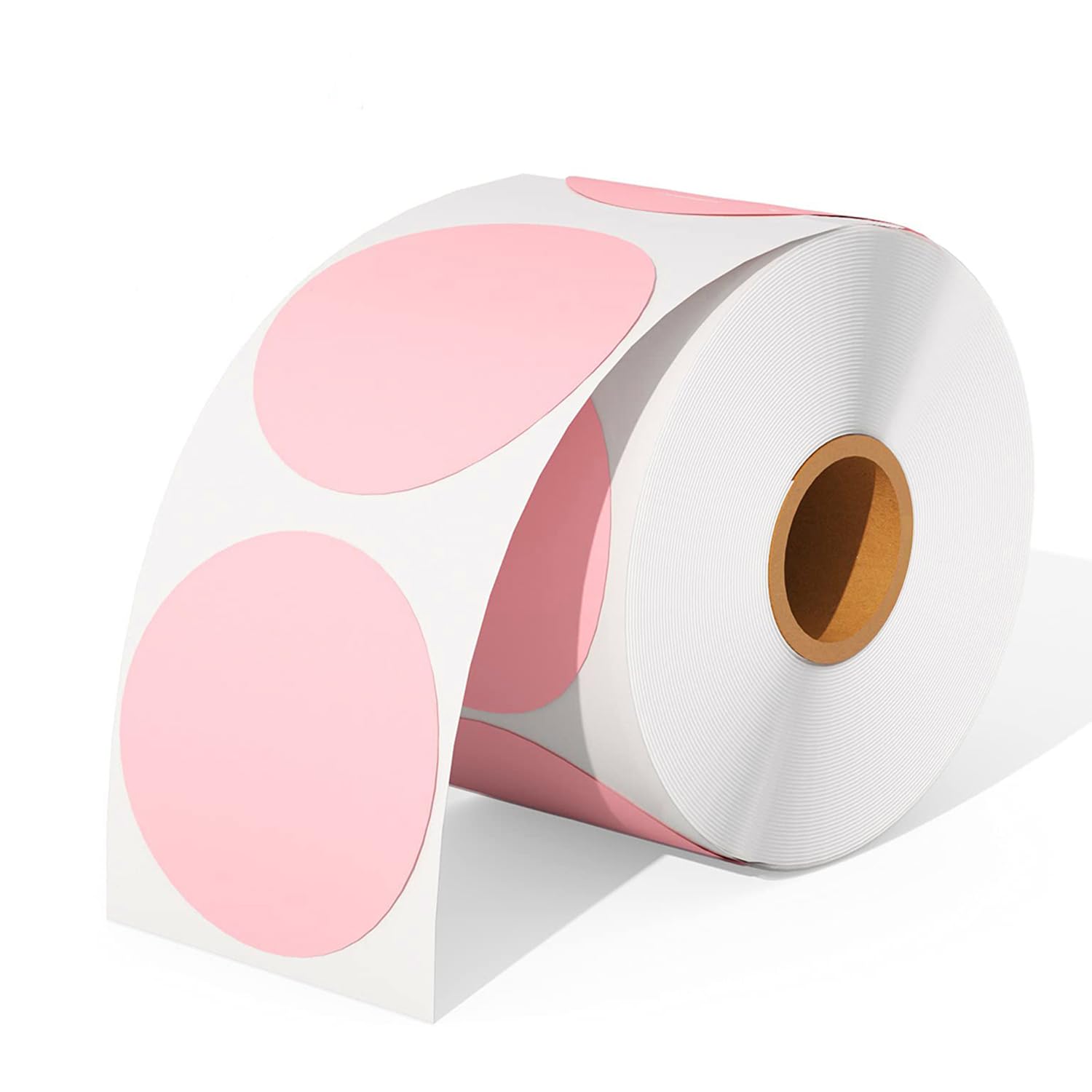 Bolivia's Thermal Sticker Labels, 5cm Multi-Purpose Roll Sticker Labels, Self-Adhesive Roll Round Labels, Round Direct Thermal Labels for DIY Logo Design, QR Code, Name Tag (Pink)