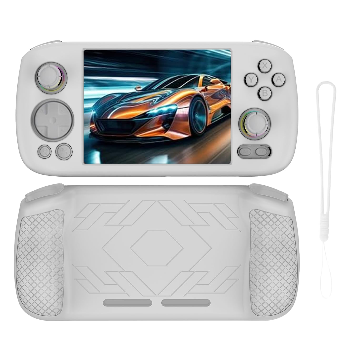 NOUKAJU Case for RG 406H, Game Console Case with Lanyard,Anti-Drop, Anti-Scratch,Shockproof,Silicone Protective Cover for NEW ANBERNIC RG 406H Retro Handheld Game Console(White)