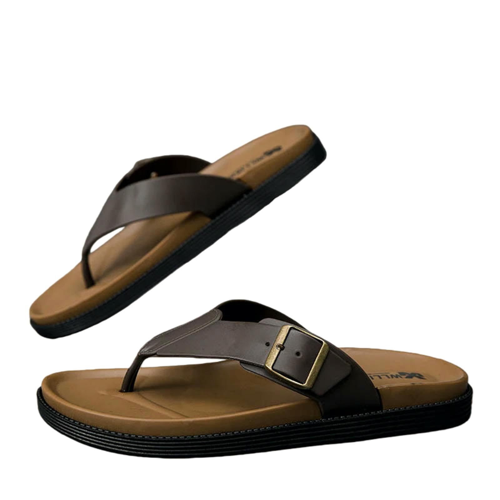Gyios Flip Flops Men Slippers Summer Flop Sandals For With Anti-slip And Outdoor Features Shoes Men-khaki-42-43