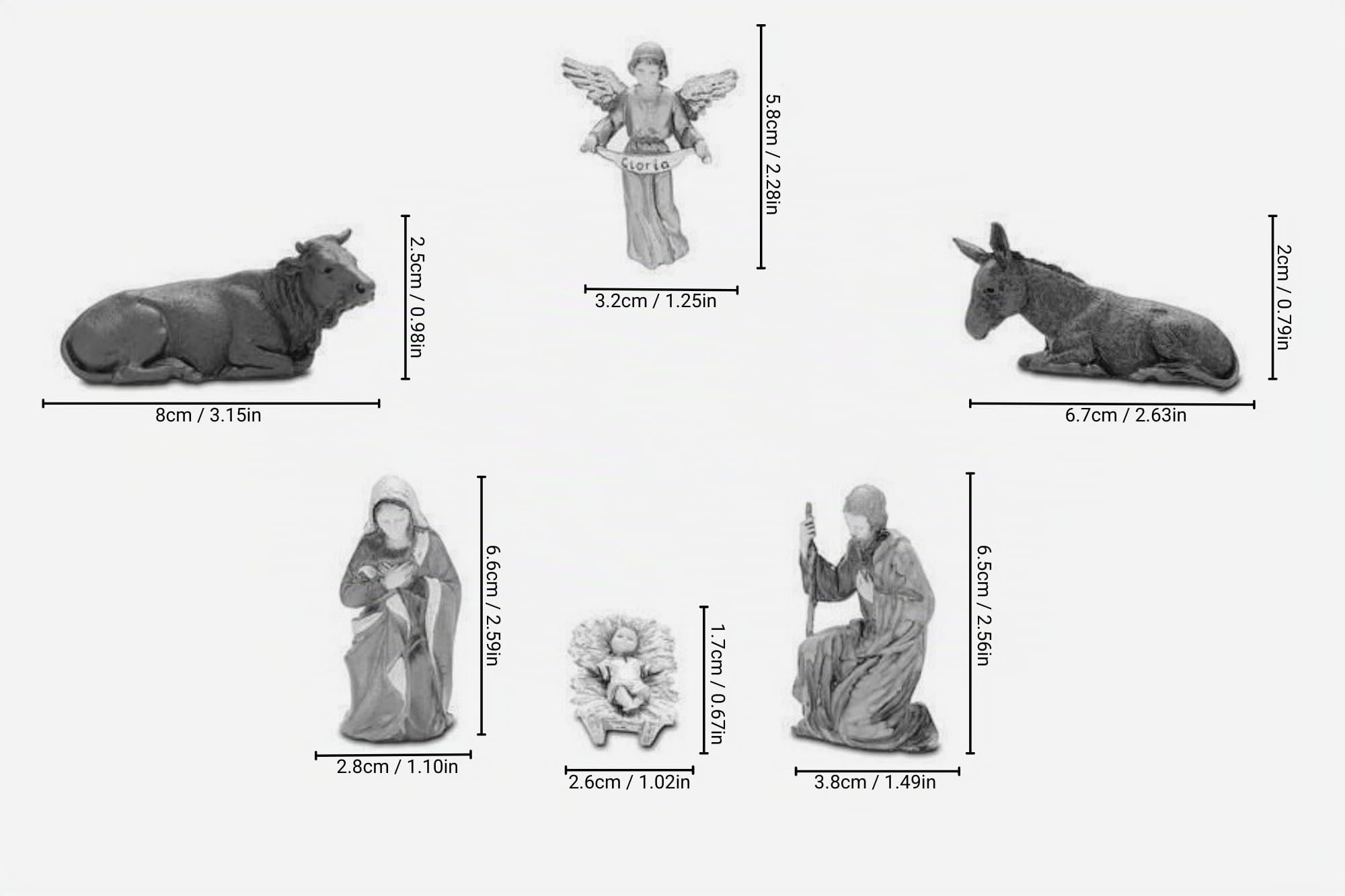 Moranduzzo Nativité 6 Personnages pour Crèche de 8 cm – Compact 8 – Échelle 1:22 – Statuettes Indestructibles Finition à la Main, Style XVIIIe siècle, Sculpteur M. Landi, Fabriqué en Italie
