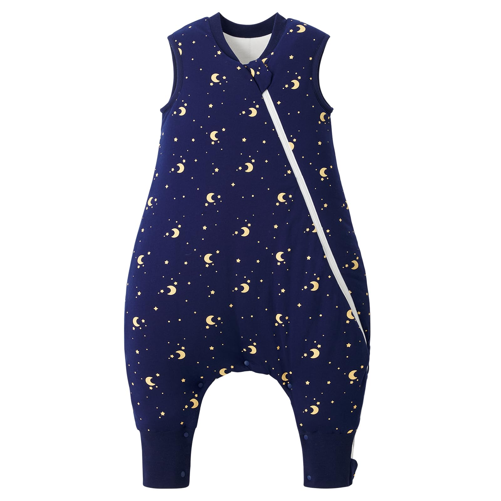 Duomiaomiao Baby Schlafsack mit Füßen 2.5 tog, winterschlafsack 100% Baumwolle Baby, Mädchen mit Schlafsack, Cartoon-Laub (der Mond die Sterne/95CM)