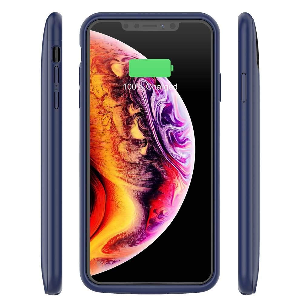 iPhone Xs Max Battery Case, 5000mAh Rechargeable Charger Case External Protective Charging Case Slim Battery Pack Portable Power Bank Cover for Apple iPhone Xs Max 6.5"(Blue)