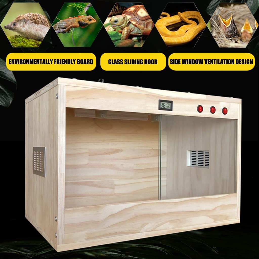Terrario automático para mascotas con termostato trepador, 47,2 x 19,6 x 19,6 pulgadas, terrario de madera para reptiles, para incubadora de mascotas, serpiente, lagarto, Gecko (marrón, 120x50x50cm)